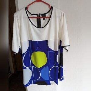 Worthington Women's Blue, White, and Yellow Blouse